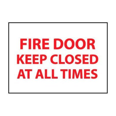 NATIONAL MARKER CO Fire Safety Sign - Fire Door Keep Closed At All Times - Vinyl M31PB
